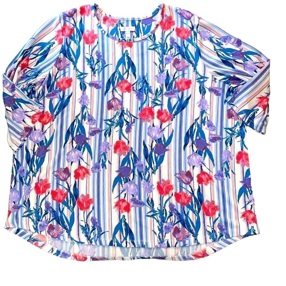 d & co. Botanical print soft 3/4 sleeve top size 4X